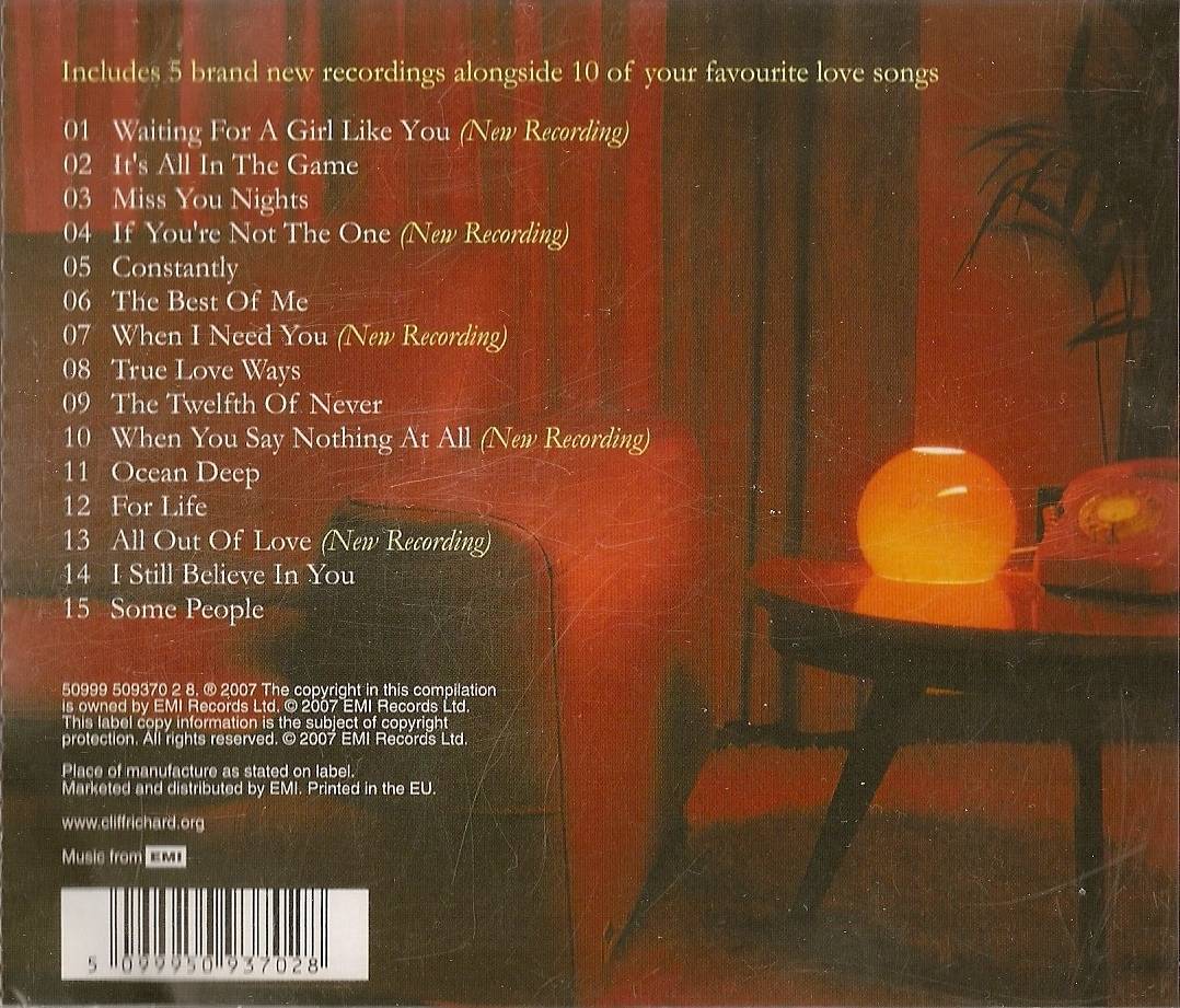 Cliff Richard Love The Album : Back